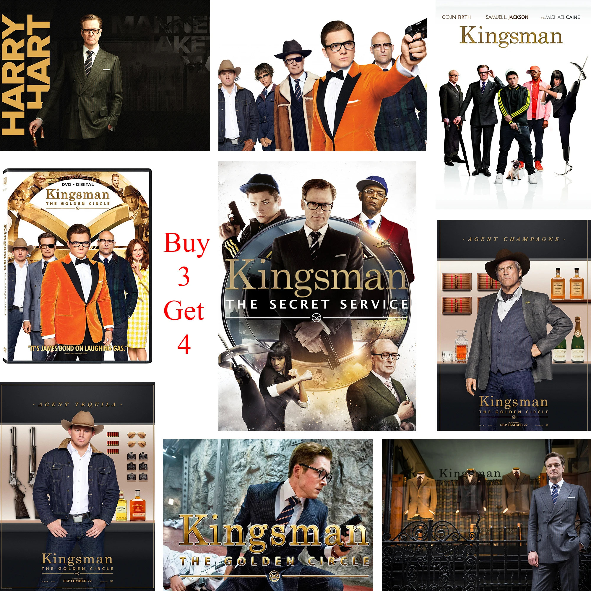 Постеры Kingsman с белым покрытием печать бумаги высокое разрешение украшение для