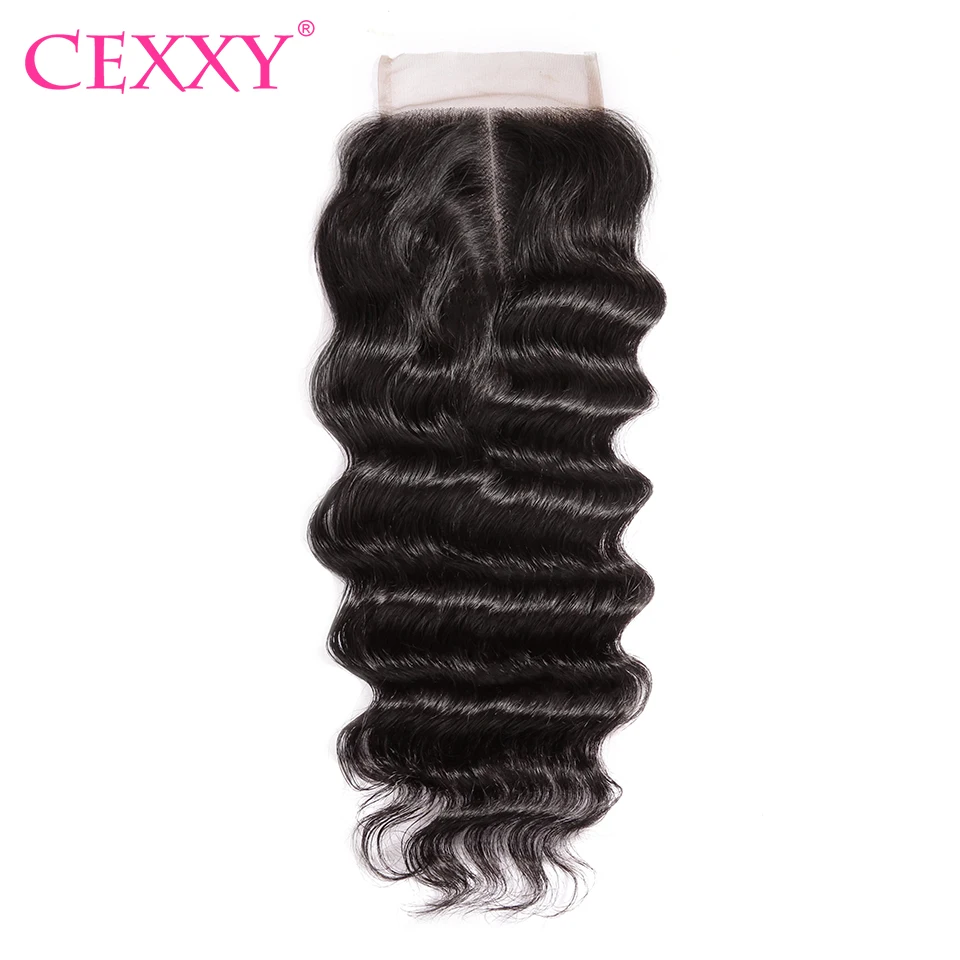 CEXXY Кружева Закрытие натуральные волнистые перуанские волосы Remy 4 ''x 4''