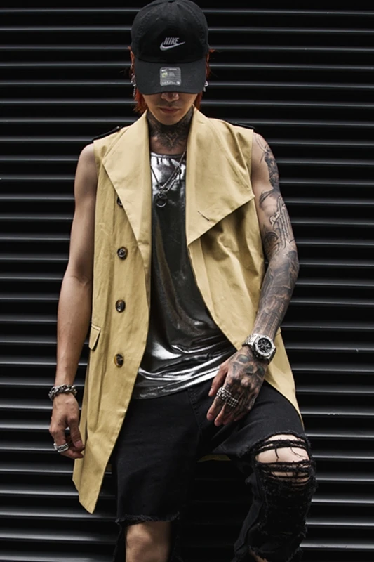 Men's Vest 2019 Fashionable Casual Punk Style Solid Single Breasted Night Club Evening Derss Costume Waistcoat Male | Мужская одежда