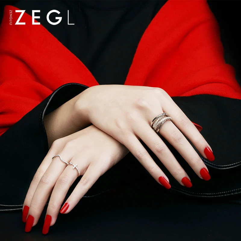 Женское кольцо ZEGL с тремя указательными пальцами романтическое цирконием