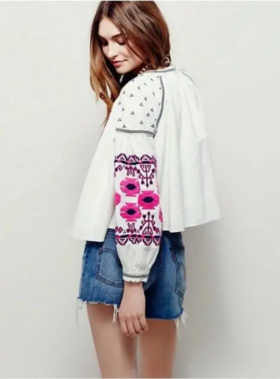 BOHO цвета цветок вышивка куртка Этническая женщина фонарь рукав шнуровка кимоно Кардиган Куртка пальто солнцезащитный крем Femme 3 цвета