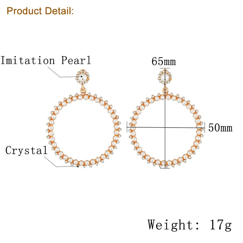 Junlead модные Стиль Boho себе Роскошные хрустальные серьги круглый жемчуг падение