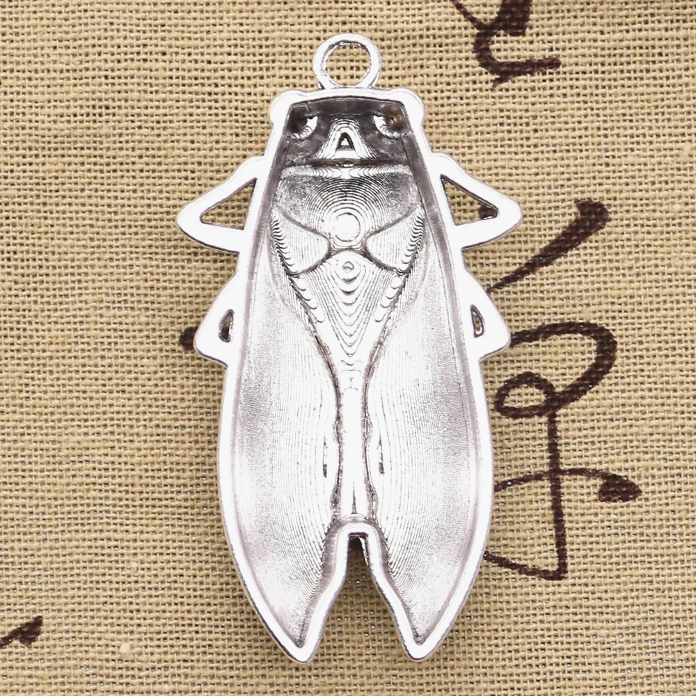3 шт. Очаровательные летние Cicada 62x33 мм античные бронзовые Серебристые Подвески