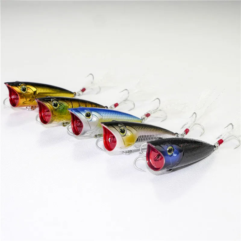 Le fish 60 мм 8 4 gTopwater Popper с пером и тройным крючком|Наживки для рыбной ловли| |