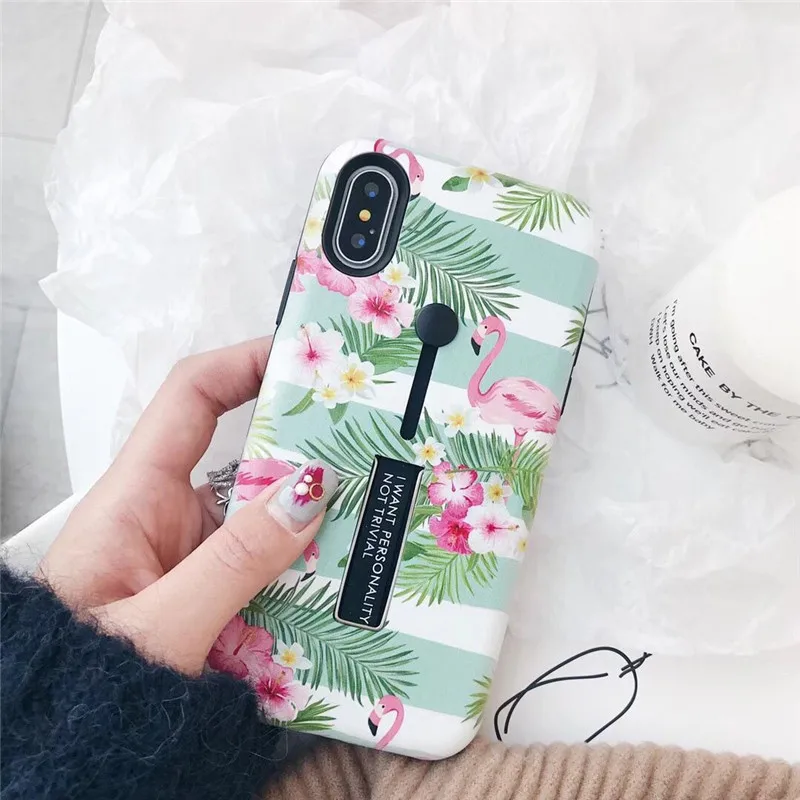 Фламинго чехол для iPhone 7 Чехол Винтаж палец кольцо из мягкого силикона животных