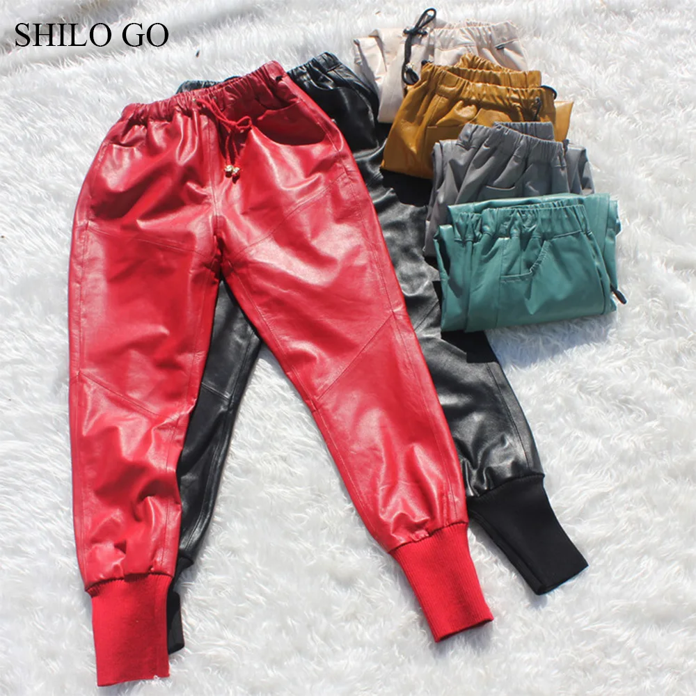Женские кожаные брюки SHILO GO весенние модные из натуральной овечьей кожи