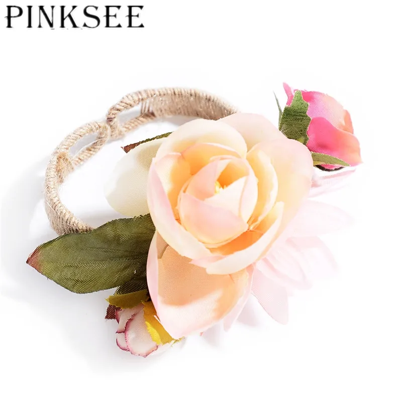 PINKSEE Романтический Милый тканевый браслет с цветами для женщин и девочек