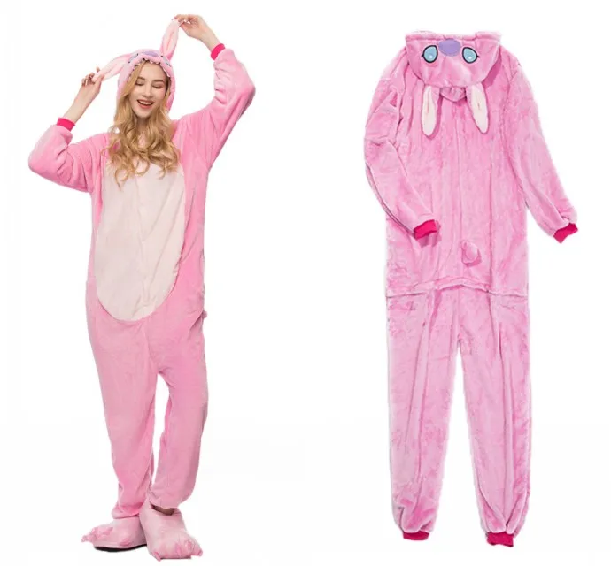 mc0492 pink stich Для взрослых Аниме Хэллоуин косплей Единорог Костюм кигуруми мягкий забавный комбинезон женские костюмы мультфильм животных пижамы Ститч зима - Цвет: mc0492 pink stich