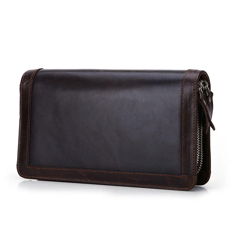 Мужской клатч из натуральной кожи с двойной молнией | Багаж и сумки