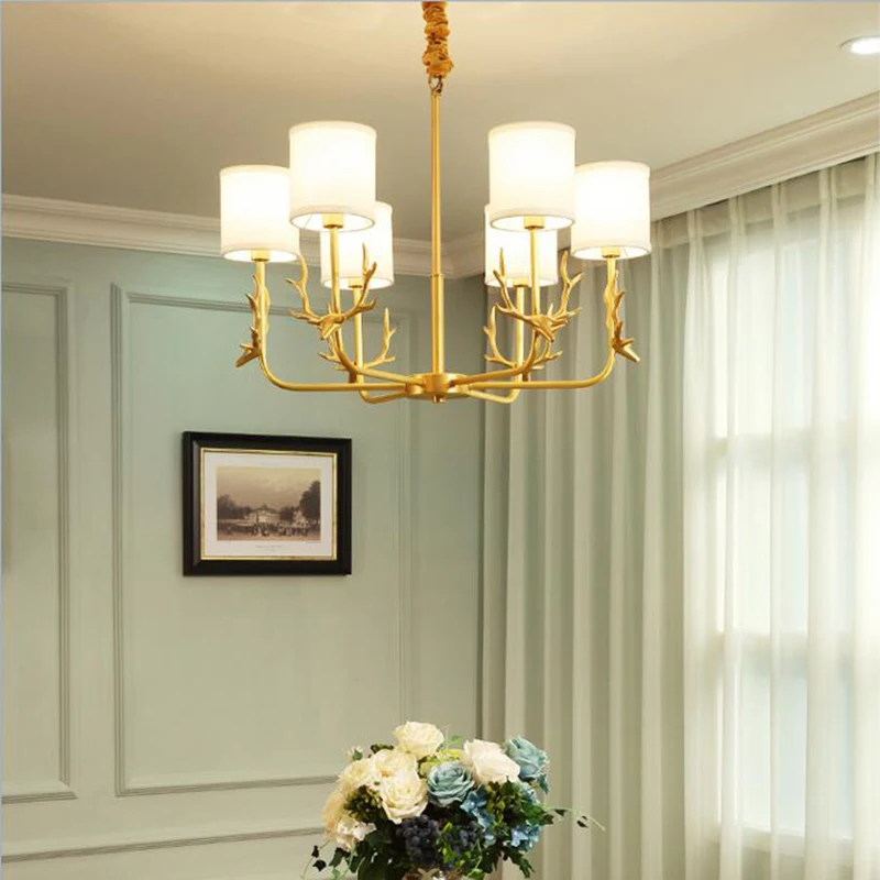 Кантри Стиль медный светодиодный Люстра Свет Гостиная Декоративные cooper lighting