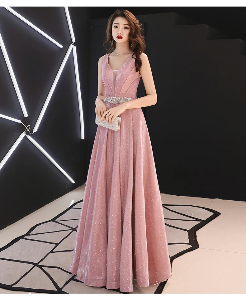 Vestido De Noiva A Line винтажные вечерние платья Длинные розовые без рукавов длиной до пола вечерние платья для выпускного вечера LYFY101