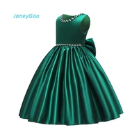 janeygao flower girl dresses for wedding party first communion dresses with bow crystal elegant diamond green little girl 2019
