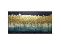 hand paintednordic canvas painting quadro gold blue painting texture abstract flowers painting wall art pictures for living room