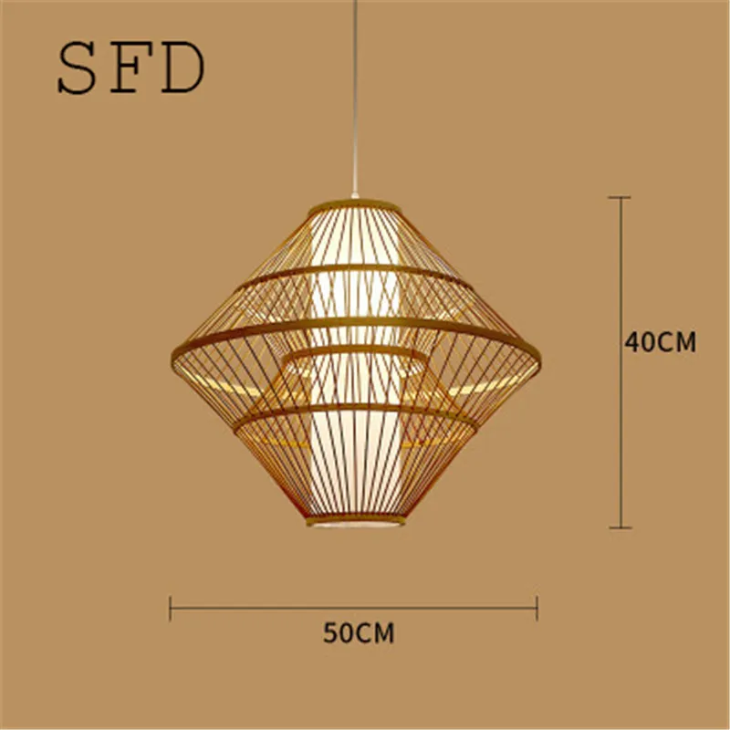 SFD 50CM Китайский бамбуковый светодиодный светильник для сада, ресторана, светодиодный подвесной светильник для отеля, фермы, чайный домик, фонарь, татами, Бамбуковая Подвесная лампа - Цвет корпуса: SFD 50CM