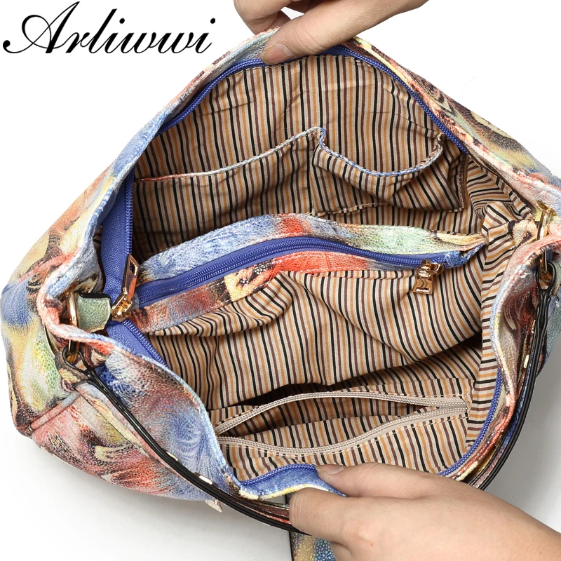arliwwi brand elegant shiny women handbags hobos rainbow shoulder bags female big tote colorful feature cross body bag py02 free global shipping