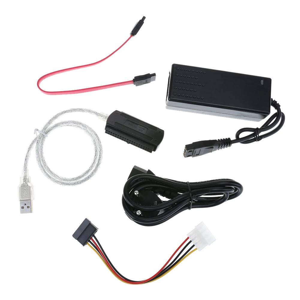 

SATA/PATA/IDE Drive to USB 2.0 Converter Cable for HDD with External Power Adapter Cable Supports OS installation via CD
