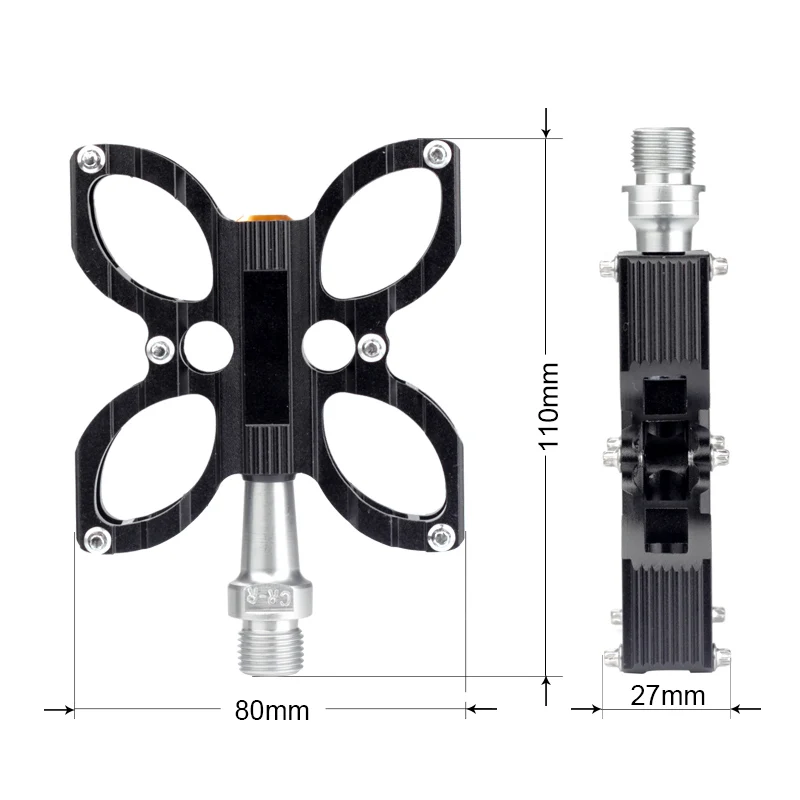 Велосипедные педали BIKEIN MTB противоскользящие 2 подшипника CNC алюминиевые 6 цветов