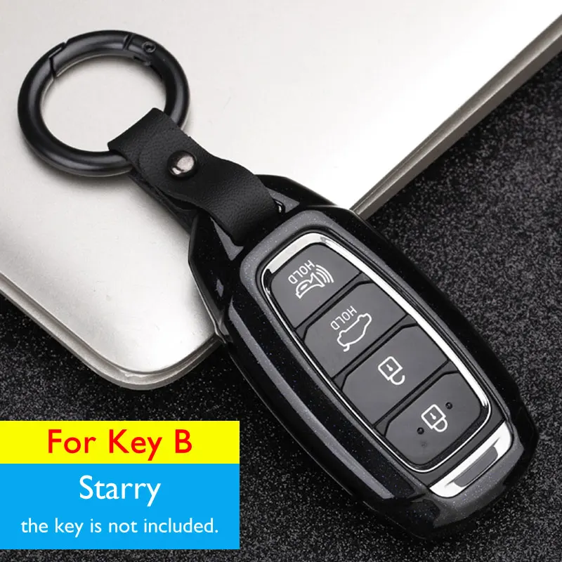 B Starry Чехол для ключей автомобиля из сплава для hyundai Santa Fe Solaris Azera грандиозный Kona Elantra Tucson IX35 соната Брелок дистанционного управления Fob Защитная крышка - Название цвета: B Starry
