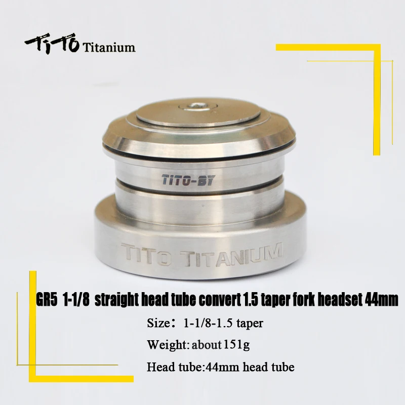 TiTo Titanium alloy Headset MTB Bicycle Parts Cycling 1-1/8 straight head tube convert 1.5 taper fork and 1-1/2 headset | Спорт и