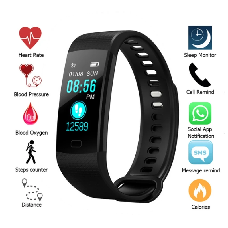 Новый Bluetooth умный Браслет пульсометр фитнес трекер кровяное давление спортивный