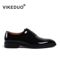 VIKEDUO Handmade Men Patent Shoes Black Formal Wedding Office Business Dress Shoe Fashion Male Footwear Plus Size Zapato Hombre