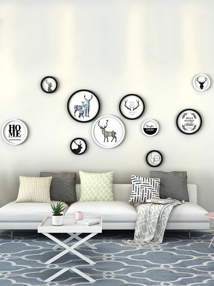 Круглая настенная фоторамка с простым цветным узором набор для домашнего декора