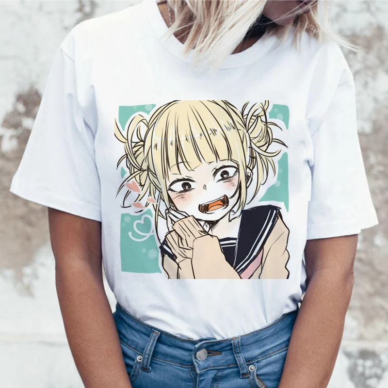 Ahegao, мультяшная футболка, женская, Harajuku, Boku, No Hero Academy, аниме, футболка, Senpai, забавная футболка, хентай, химико Тога, женские футболки - Цвет: 3903