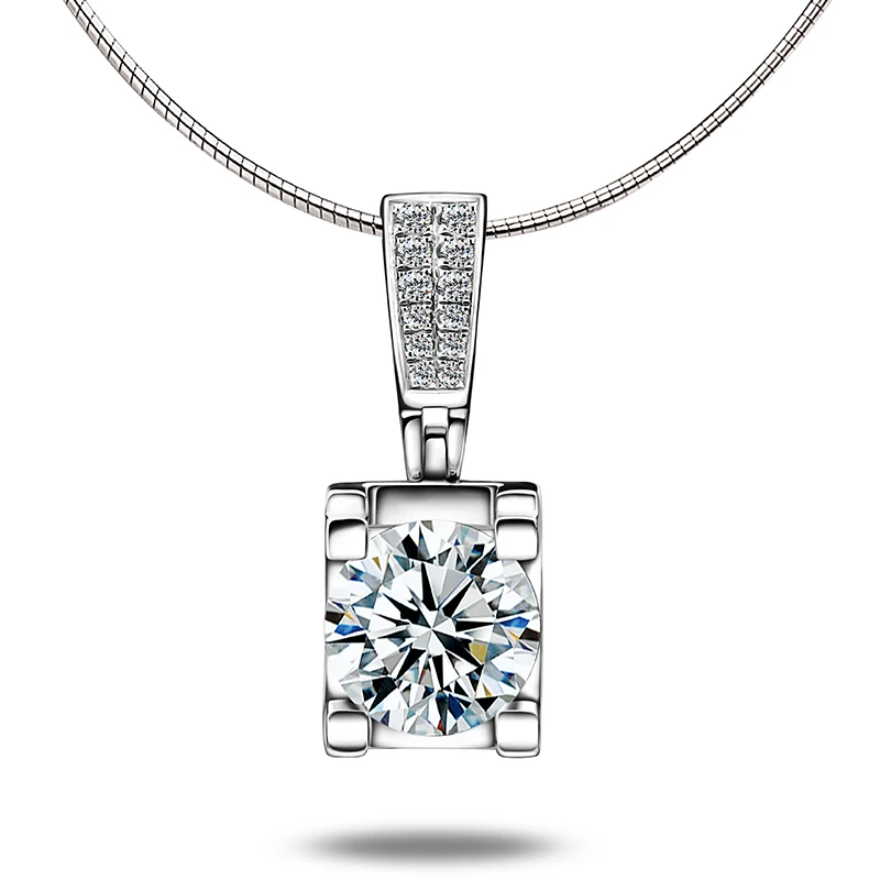 Модный свадебный кулон с горкой 18 К белое золото 1 карат круглая форма Moissanite