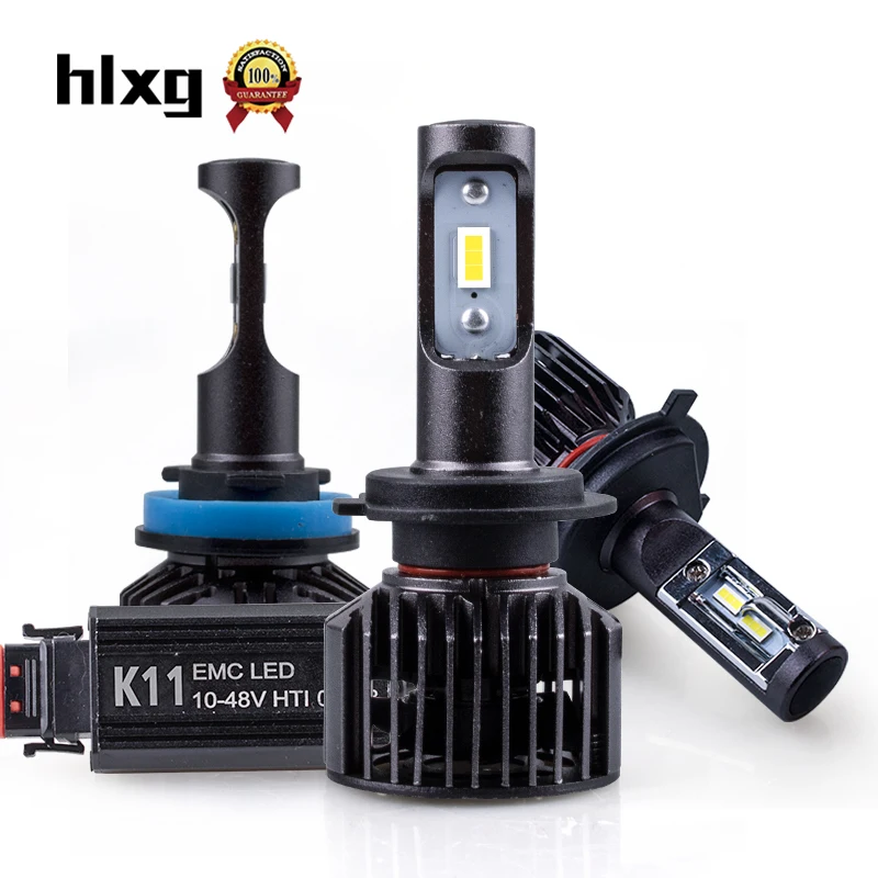 HLXG Мини Автомобильный головной светильник s H1 H11 H4 H7 светодиодный лампы анти EMC