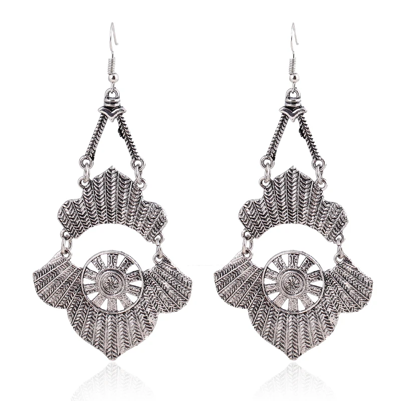 Винтажные праздничные круглые висячие серьги с цветами золотые длинные большие