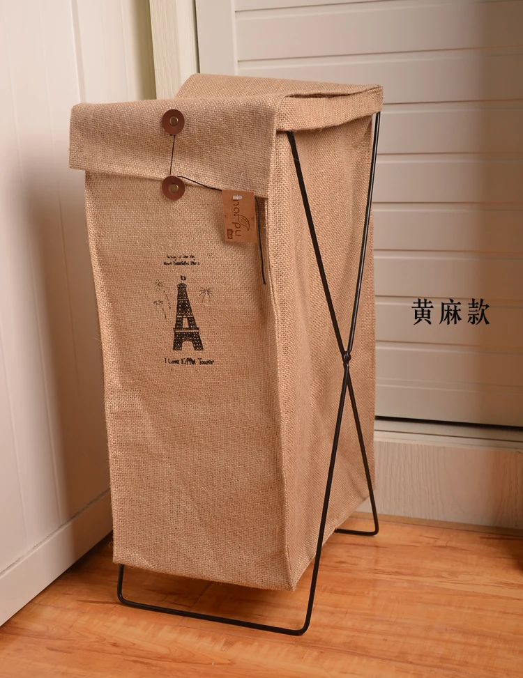 Франция башня zakka Складная зеленая джутовая льняная корзина для белья игрушка с