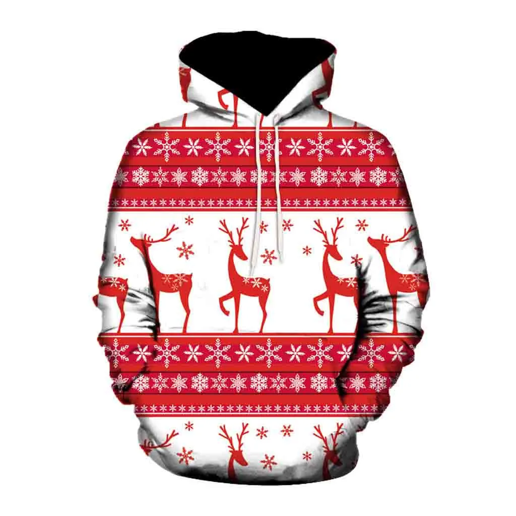 Для мужчин женщин режим 3D принт с длинным рукавом Рождество пары толстовки Топ