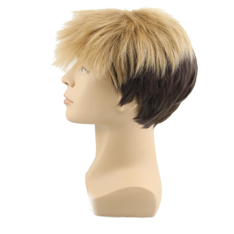 Мужской короткий пушистый парик Similler из синтетических волос натуральный черный