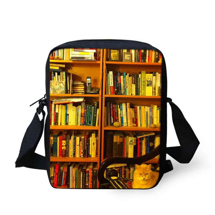 FORUDESIGNS сумка через плечо Happy Satchels, сумка через плечо для женщин и мужчин, Ретро стиль, с принтом библиотеки, для девочек и мальчиков, сумка-мессенджер для отдыха - Цвет: SS0154E