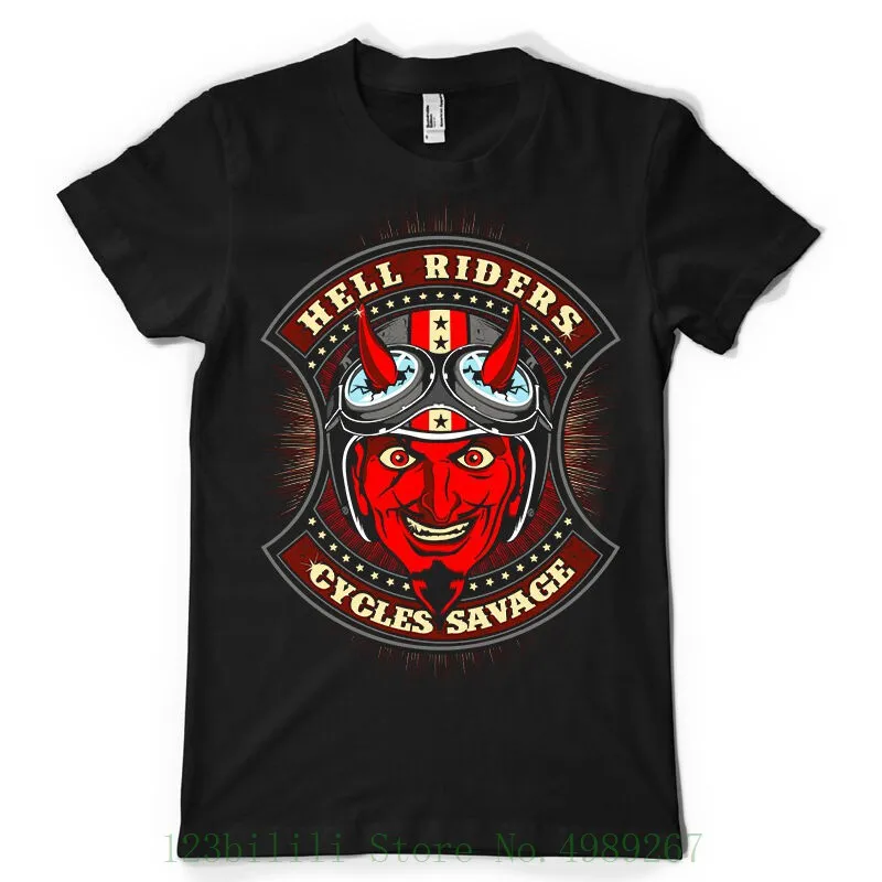 Футболка из 100% хлопка с принтом Hell Riders Cycle Savage|Мужские футболки| |