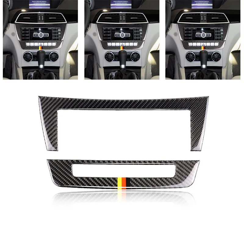 Carbon Fiber car accessories Central Control CD Plane sticker For mercedes benz W204 C Class 2010-2013 styling | Автомобили и