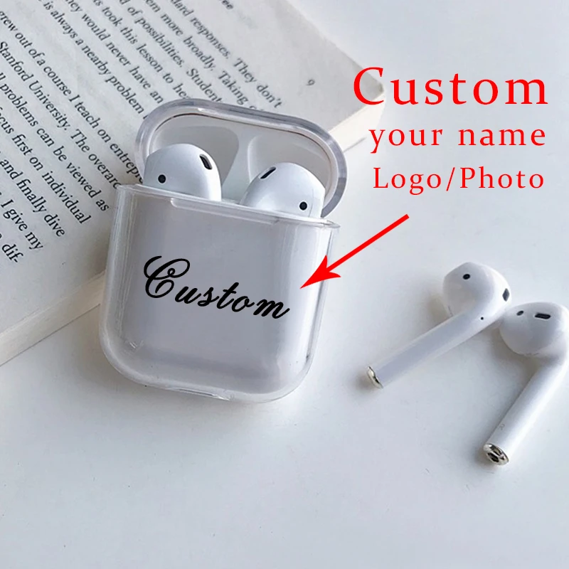 Для airpod чехол на заказ с именем и узором Прозрачный жесткий пластиковый милый чехол для Air Pods DIY Индивидуальные буквы и узоры