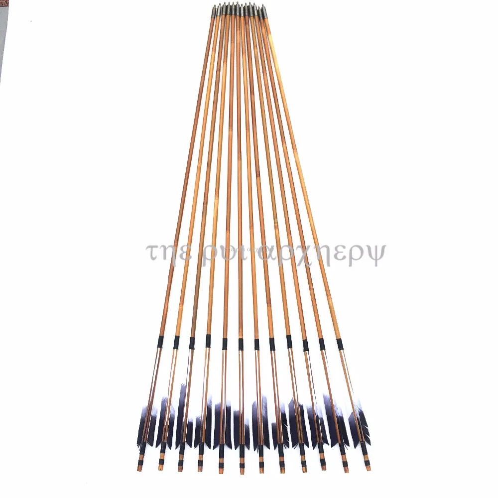 

6/12/24pcs Turkey Feathers Fletching Practice Arrows Bamboo Shaft Archery Target Arrows with Practice Silver Points