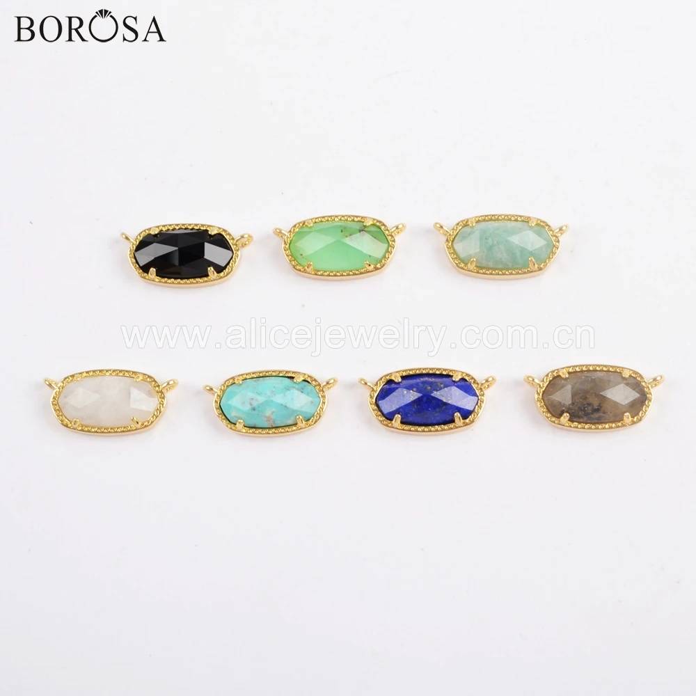 BOROSA 10 шт. золотой ободок шестиугольный граненый многоцветный соединитель камней