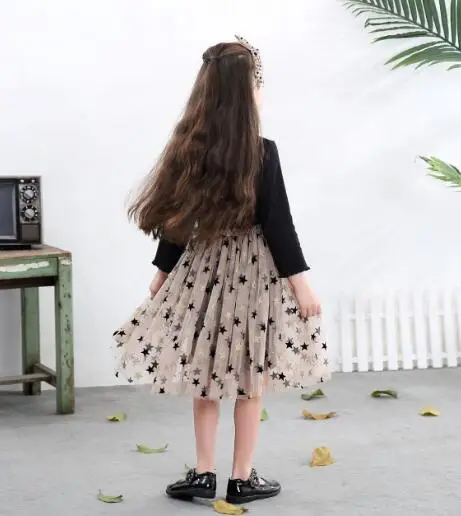 Весеннее платье в британском стиле для девочек хлопковое принцессы с длинными