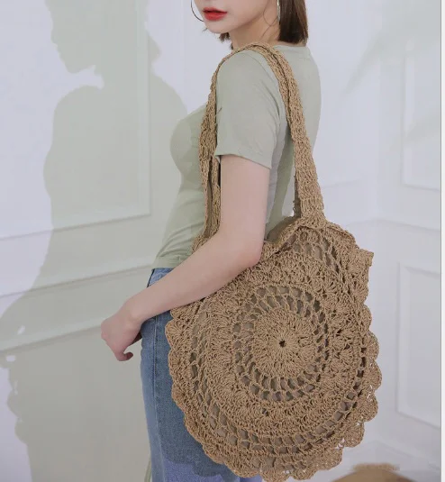 Женская пляжная сумка Boho Big Circle Ретро стиль летняя ручная работа открытая