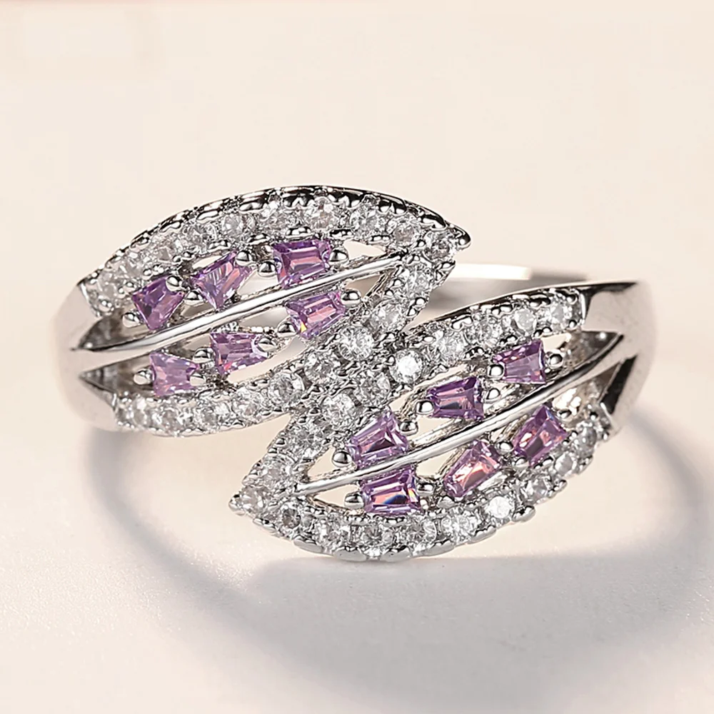 Silver ring Wedding Engagement For Women Elegant style purple Color MLYPZDAN | Украшения и аксессуары