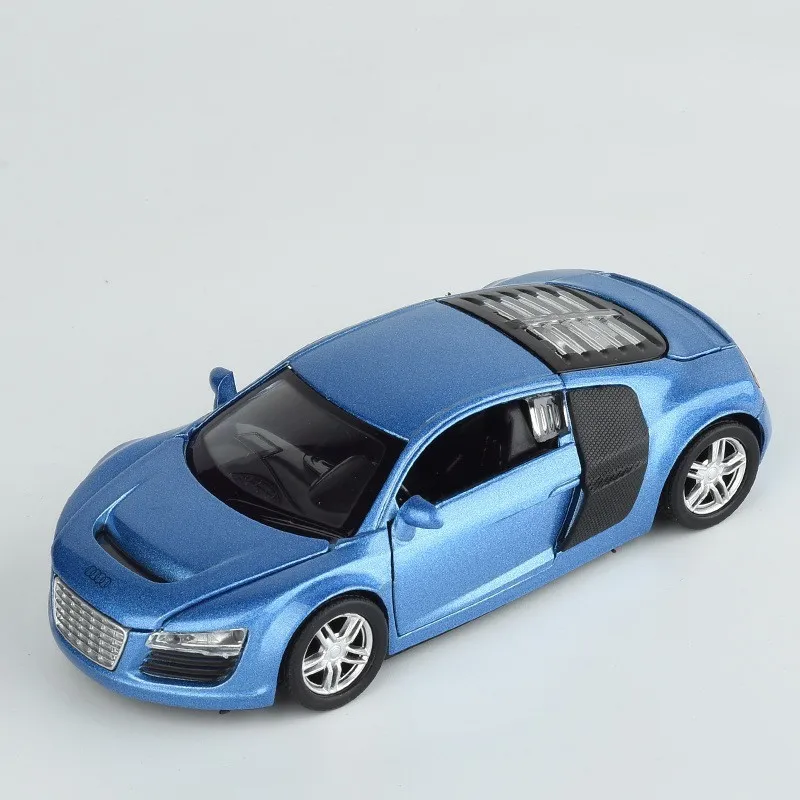1:32 Aud R8 сплав металла автомобили Модель Музыка тянет обратно освещение и звук