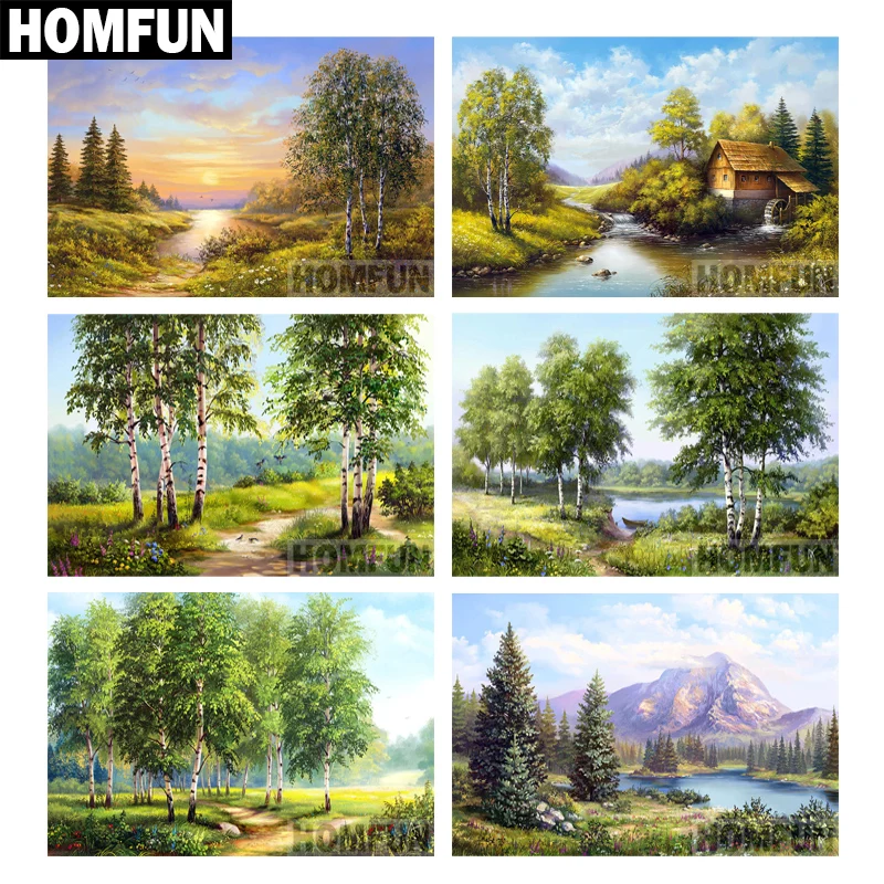 HOMFUN полный квадрат/круглая дрель 5D DIY Алмазная картина &quotлес сценический&quot