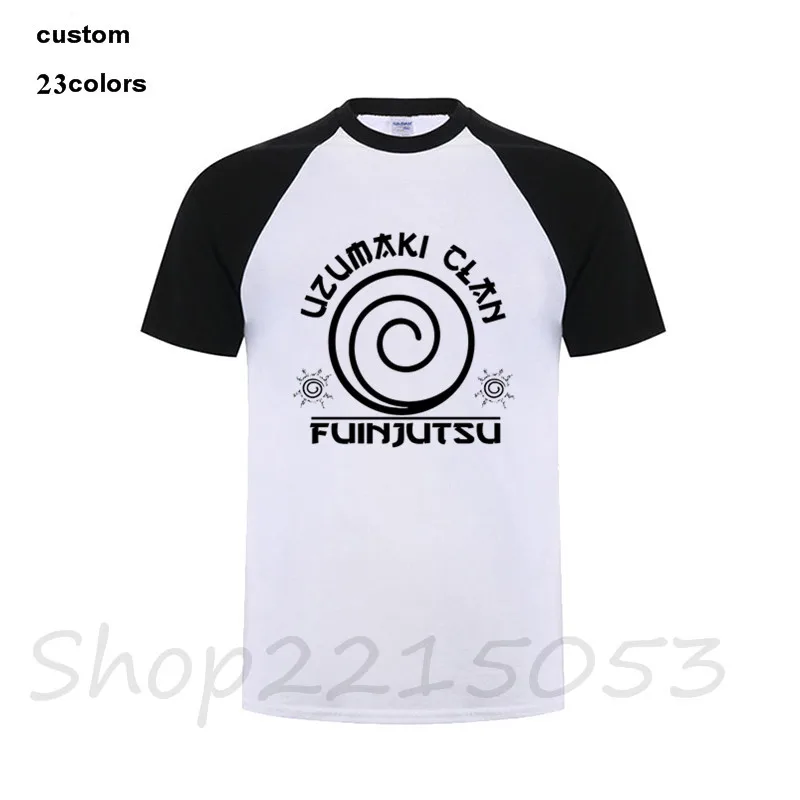 2018 японский стиль Uzumaki clan Мужская футболка camisas игра с коротким рукавом черная