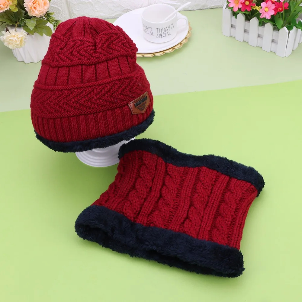 

2Pcs Kids Baby Girls Boys Warm Winter Balaclava Beanies Knitted Hat Scarf Caps for 3-12 Years Old Children