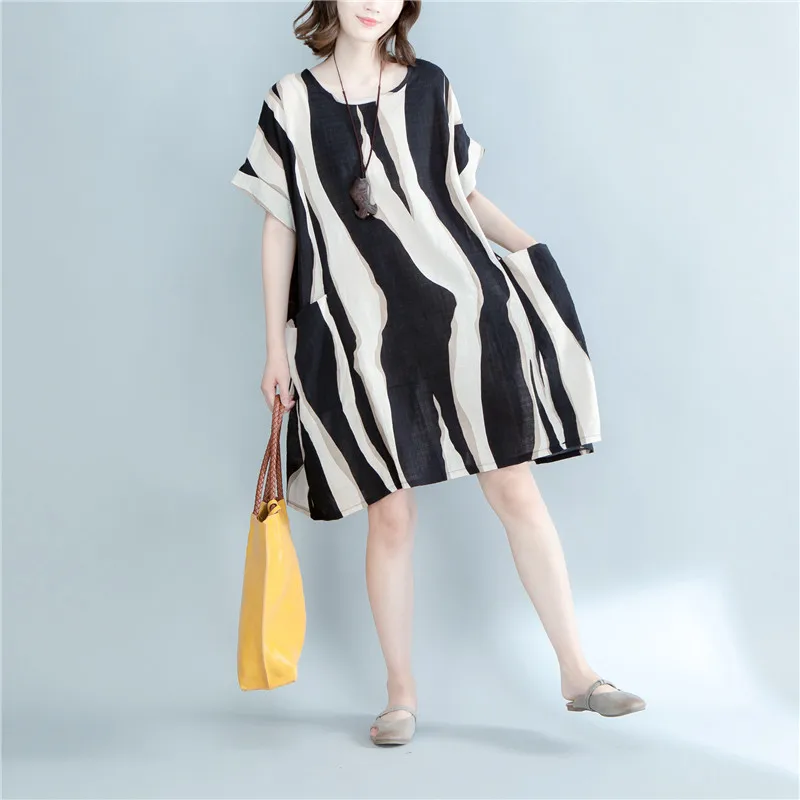 Новинка 2018 женское летнее платье повседневное свободное хлопковое льняное