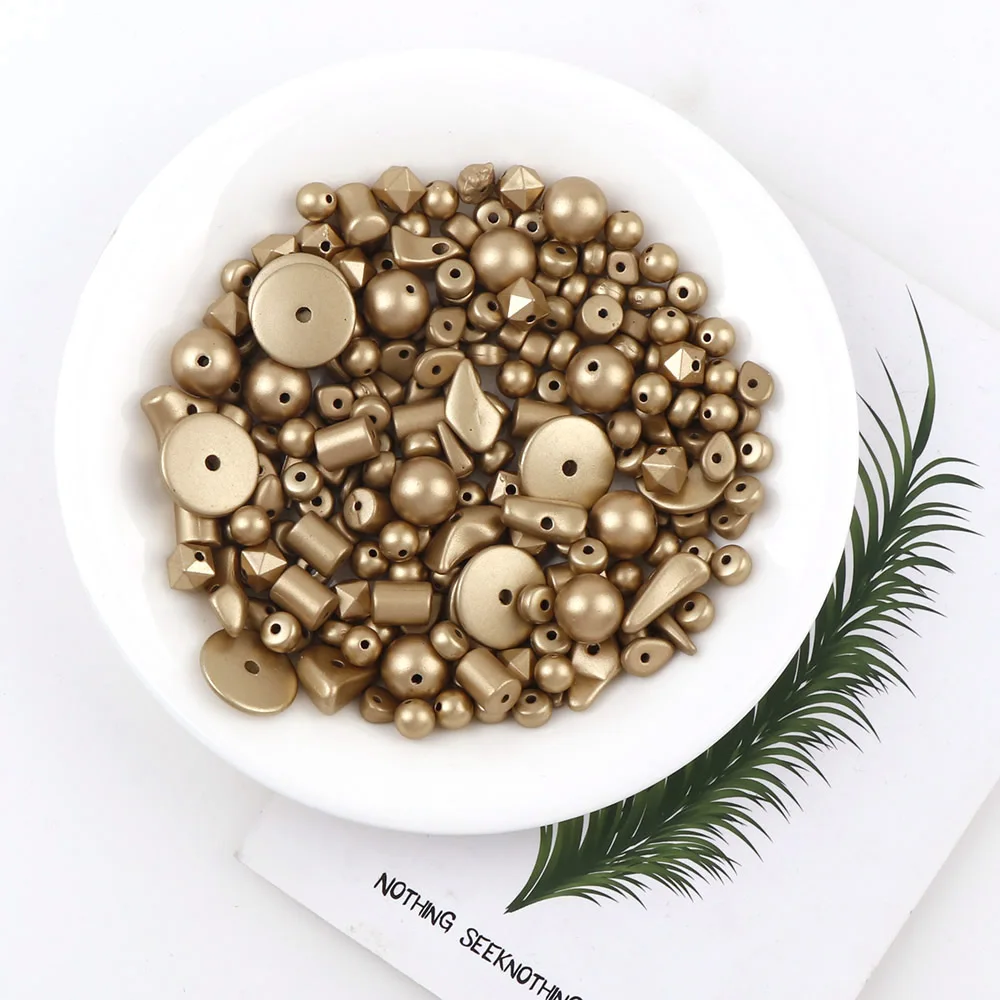 50 г/пакет матовый пластиковый бисер для одежды золотого цвета АБС пластик с