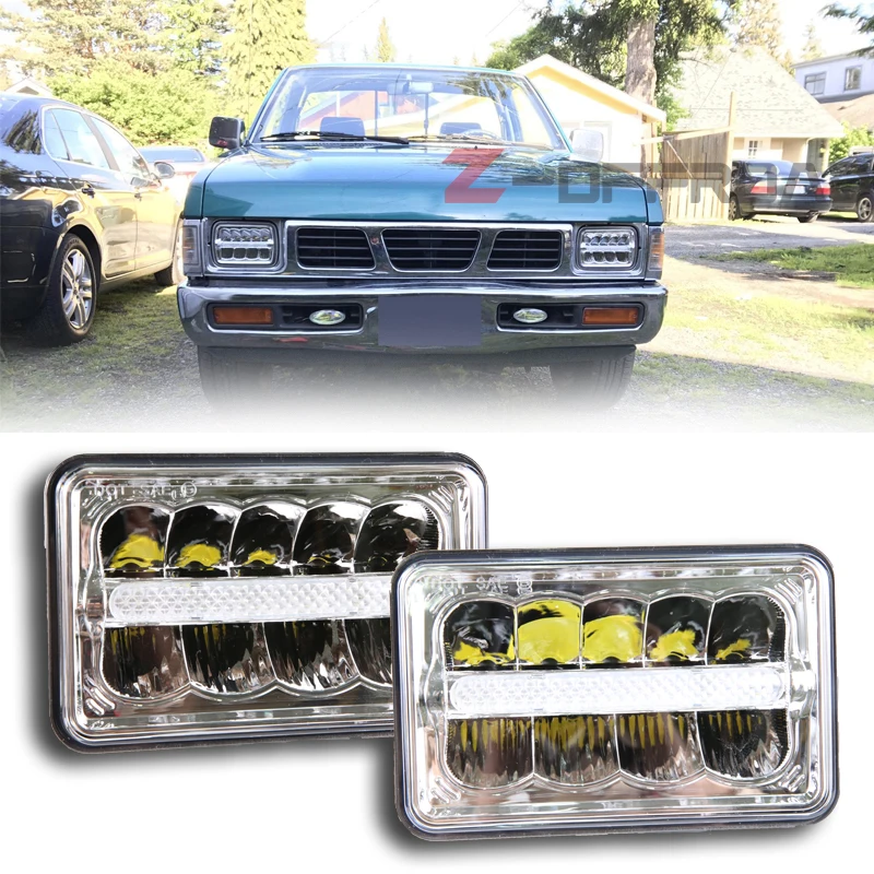 2 шт. квадратные светодиодные фары для Ford Mustang (Форд Мустанг) 4x6 хромированный