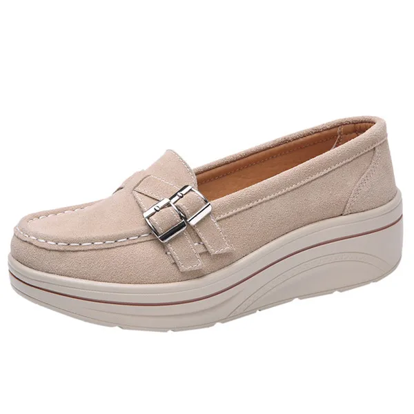 Beige SAGACE/Женская обувь на рифленой подошве; модные повседневные однотонные кроссовки; кожаная обувь на толстой подошве; повседневная женская обувь на толстой мягкой подошве; мокасины; Прямая поставка - Цвет: Beige